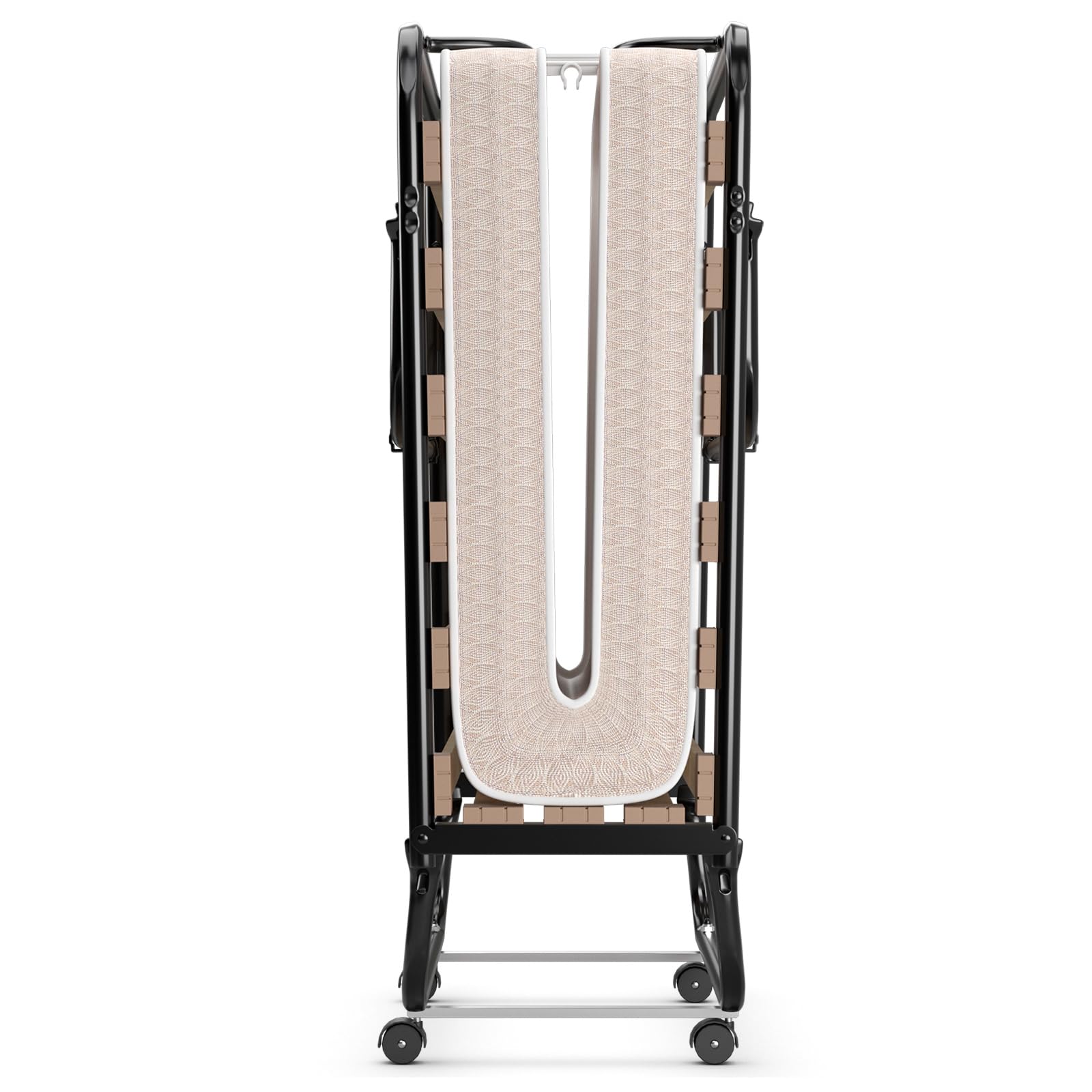 COSTWAY Brandina Pieghevole con Ruote Girevoli, con Materasso in Memory Foam, Lettino Pieghevole a Doghe 190x80 cm, Salvaspazio, Carico Massimo 130 kg
