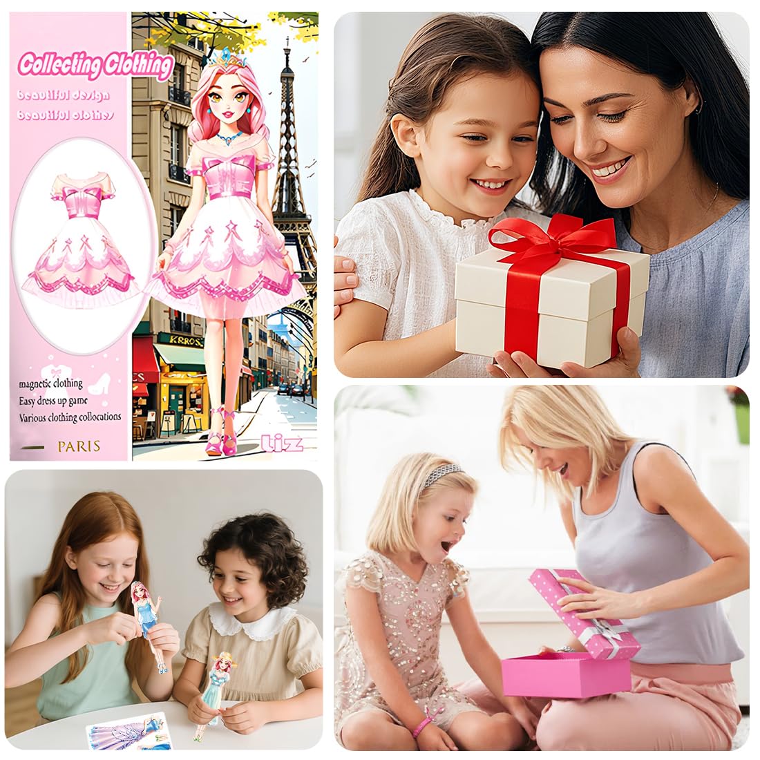 Muñecas de Vestir Magnéticas Muñeca de Papel de Vestir de Princesa Juguete de Juego de Viaje de Simulación y Juego Muñeca de Portátil para Vestir Princesas Regalo para Niña (Liz)