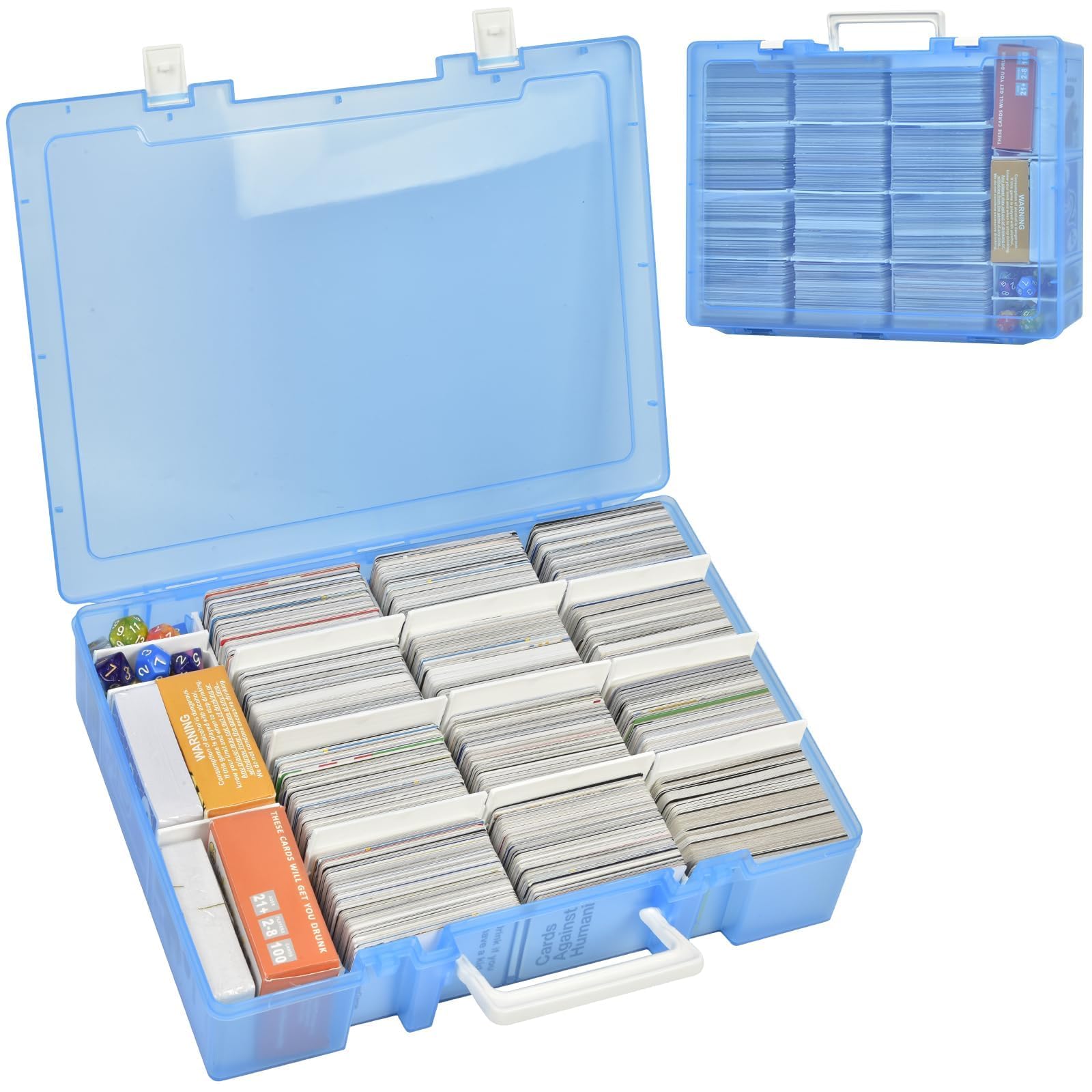 Xuerdon Trading Card Storage Box, 2300+ Playing Card Case Holder Organizer Compatible with PM TCG/for Yugioh/for CAH/for Phase 10/ for Football Baseball Sports (Case Only) - Blue