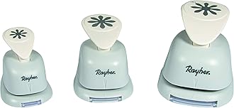 Rayher Paper Craft Punch with Flower Design, Set of 3 Craft Punches for Card Making and Scrapbooking in Three Different Sizes, 3.81cm, 2.54cm, 1.6cm, 69103000