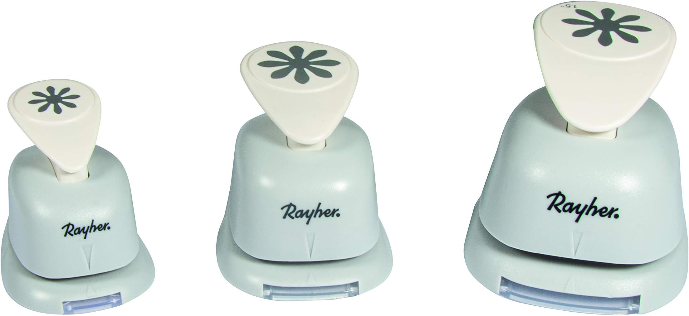 Rayher Paper Craft Punch with Flower Design, Set of 3 Craft Punches for Card Making and Scrapbooking in Three Different Sizes, 3.81cm, 2.54cm, 1.6cm, 69103000