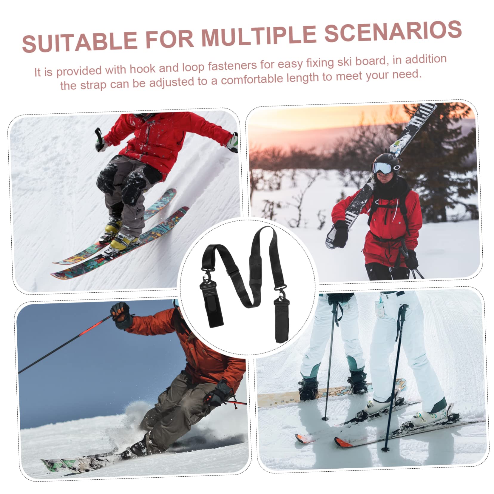 BESPORTBLE Tracolla per Snowboard Cinturino a Cinghia Porta Bastoncini da Sci Scarponi da Snowboard Scarponi da Sci Cinghie per attacchi da Snowboard Tracolla per Sci Pelle Grey