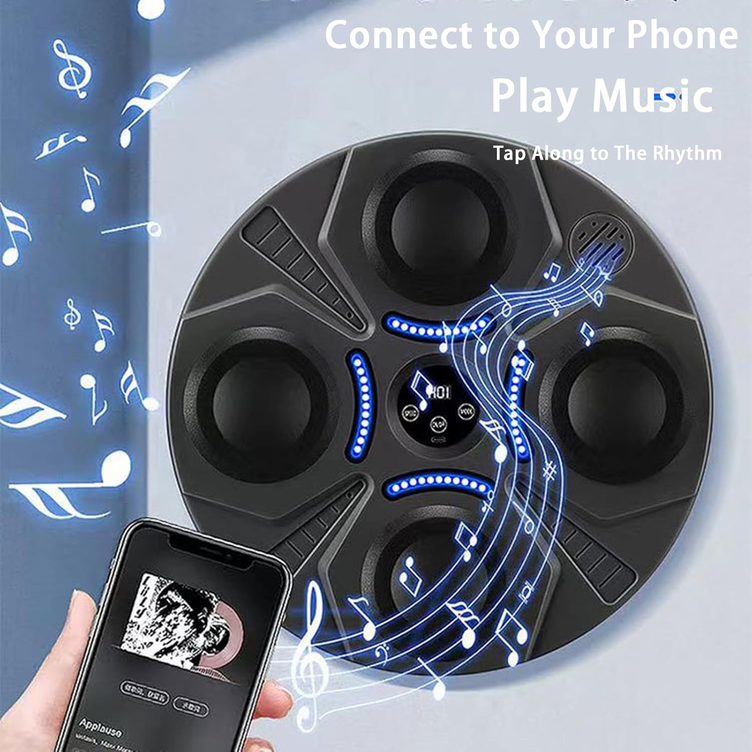 Music Boxing Machine,Wall-Mounted LED Boxing Training Target Punching with Small Gloves,Workout Punching Equipment for Home