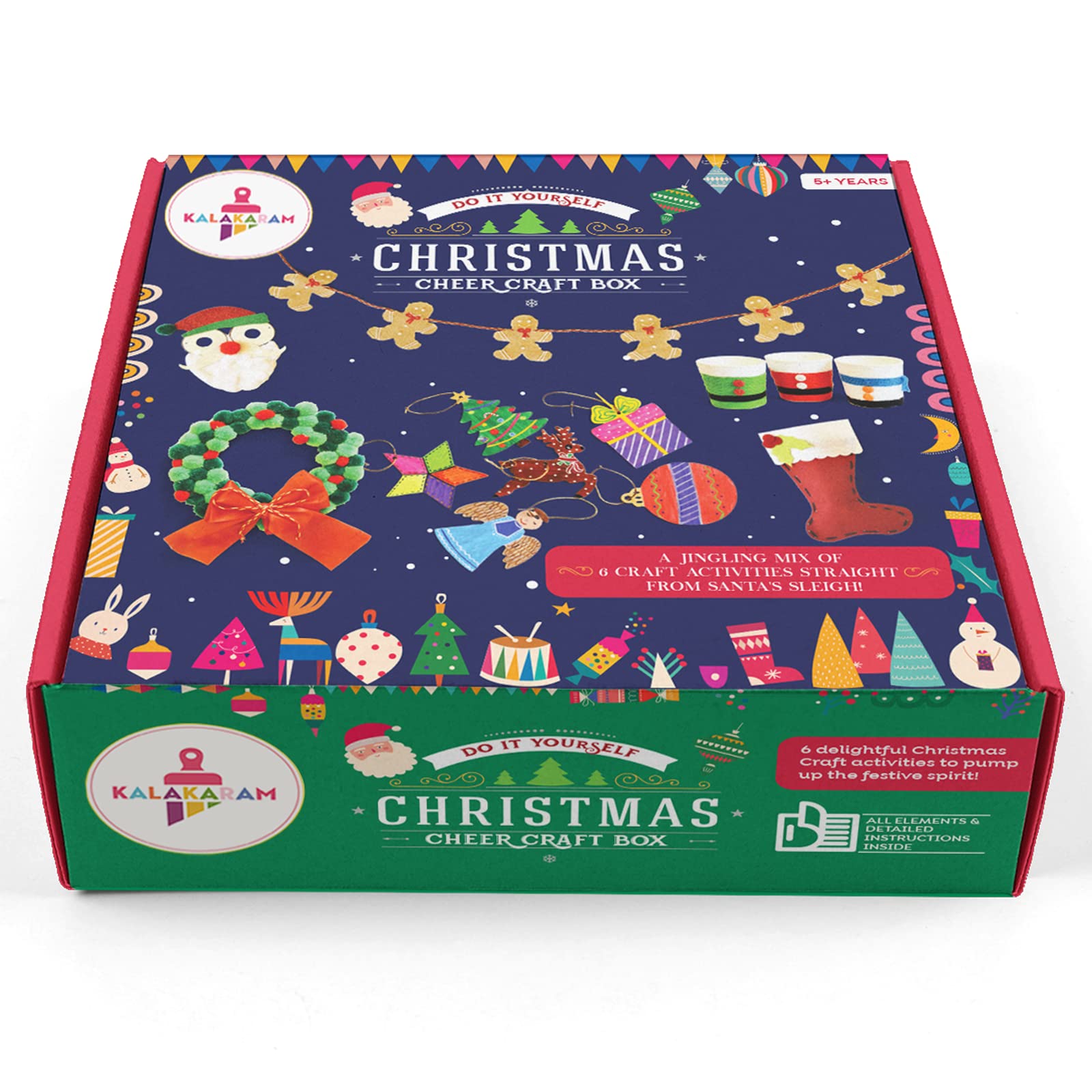 Kalakaram Christmas Craft Box for Kids - 6-in-1 DIY Holiday Activities Set with Christmas Tree Ornaments, Christmas Stocking, Christmas Wreath & Santa Decorations - Christmas Gifts for Kids Arts & Crafts Ages 5+ (Christmas Theme Activities) (B0B39GHG36) Amazon Price History, Amazon Price Tracker