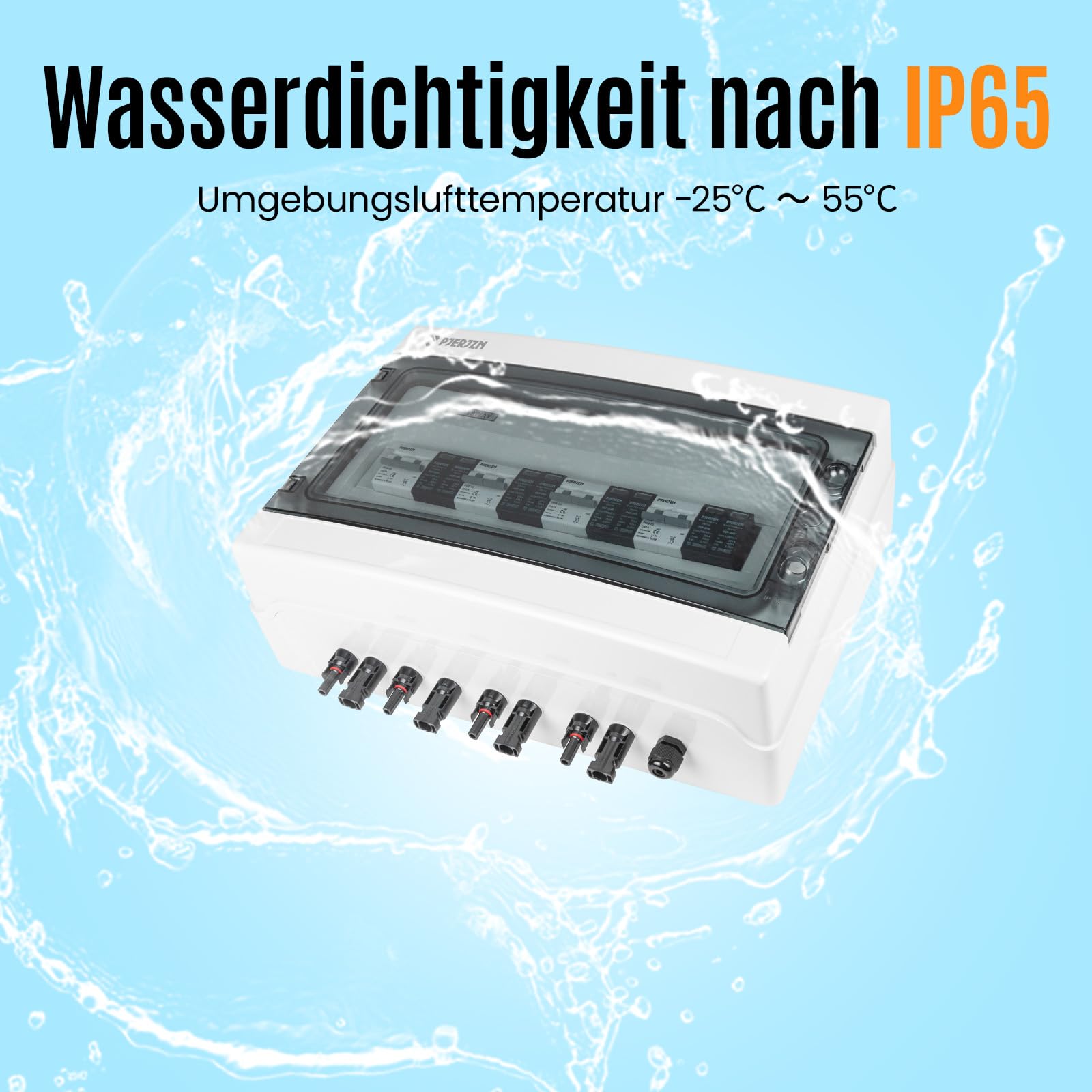 Solar Kombigerät (1-in-1-Out/2-in-2-Out/4-in-4-Out) mit 1000V DC 40A LS-Schalter & 20-40KA SPD, IP65 Wasserdichtes Gehäuse (PC+ABS) für Wohnmobile/Dach/Inselanlagen (4-in-4-Out)
