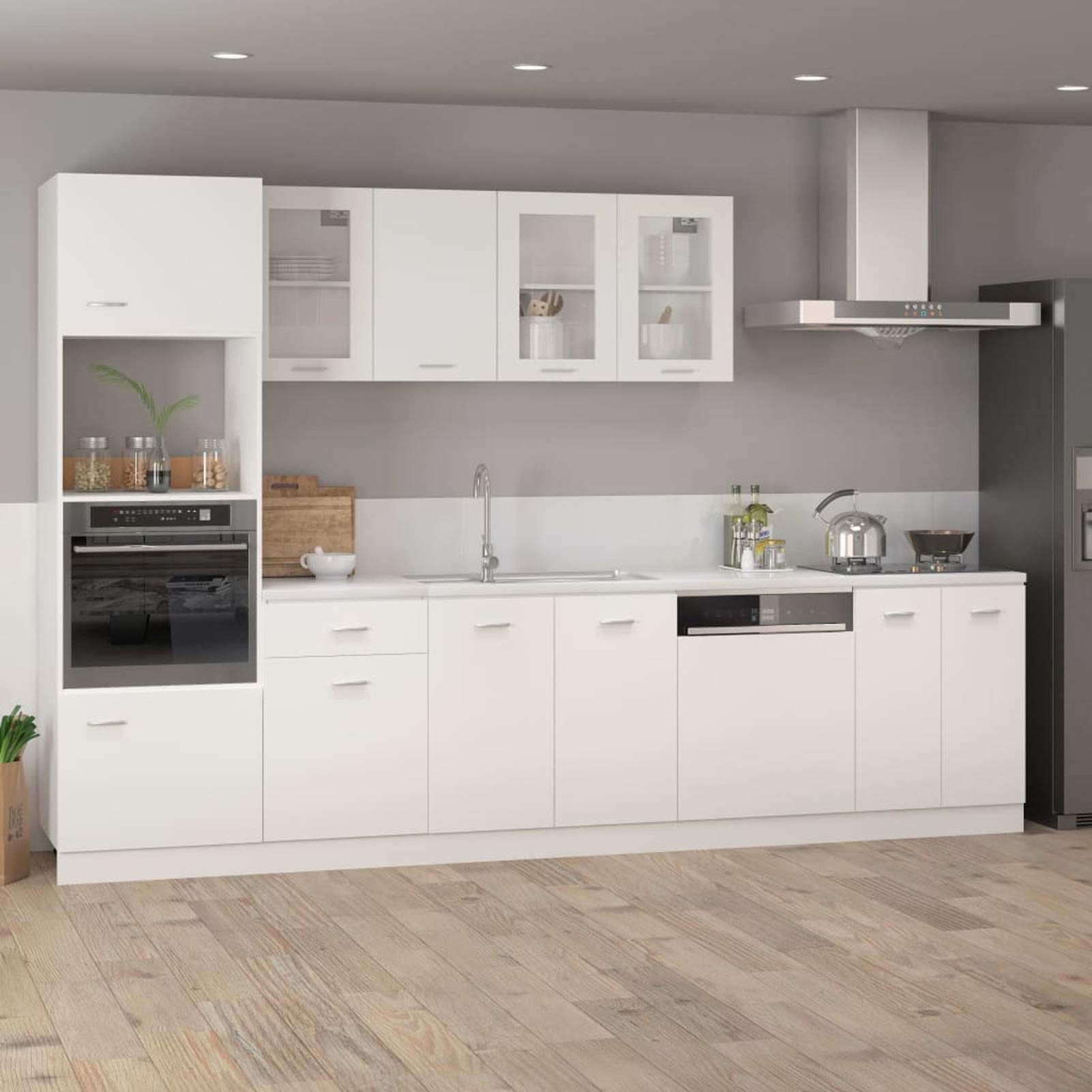 Armario Colgante, Vitrina Pared, Muebles Cocina y Baño, Multiusos, Cristal de Aglomerado Blanco 80x31x60 cm