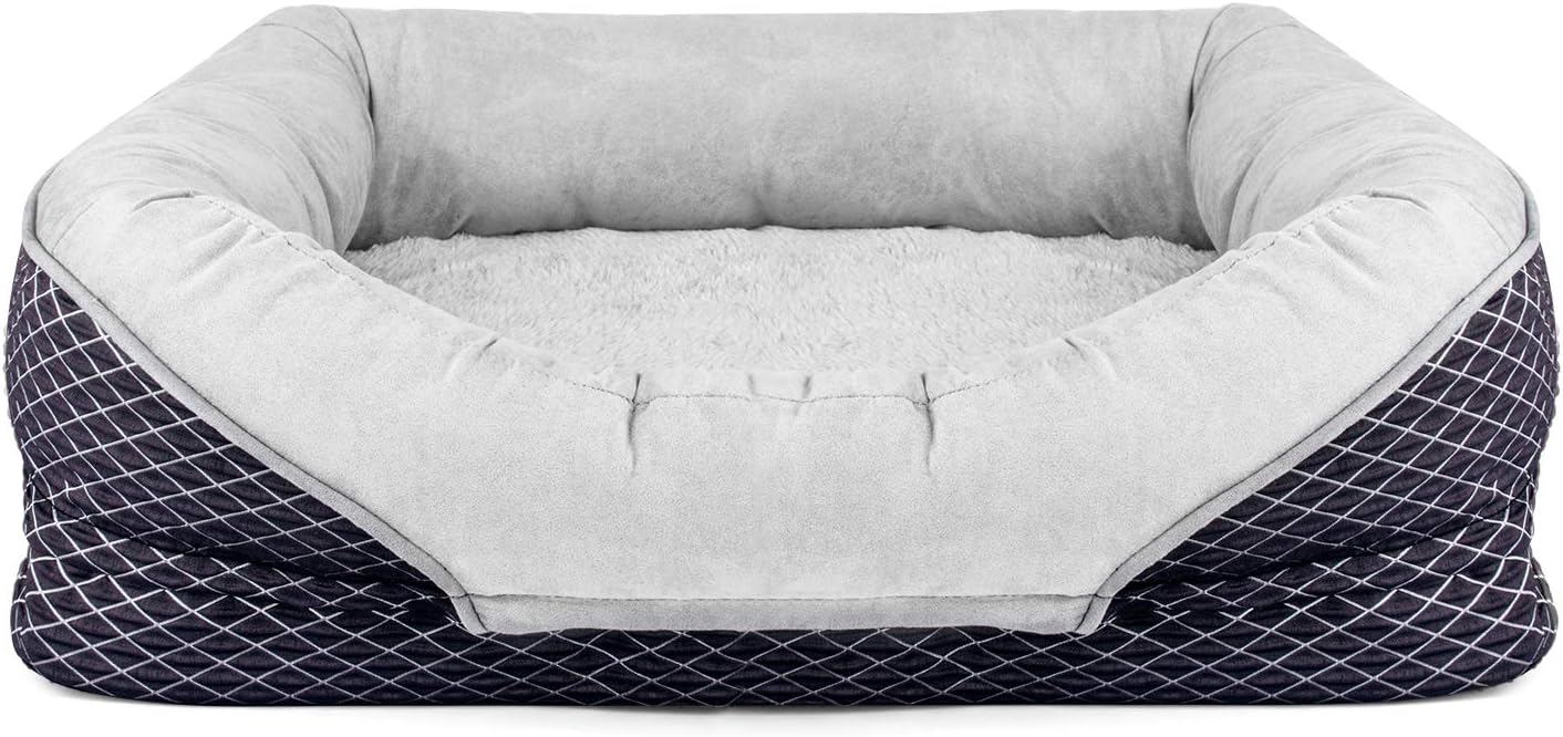 AsFrost Dog Bed Orthopedic Dog Bed，Bolster Dog Beds for Small / Medium / Large Dogswith Solid Orthopedic Foam- Soft Washable Pet Bed Breathable Rectangle Sleeping Bed Anti-Slip Bottom（M-32x22 in）