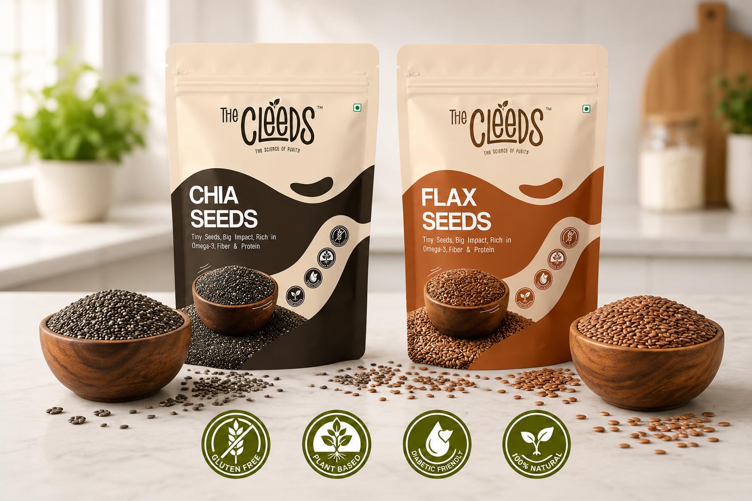 The Cleeds Edible Seeds Combo 400 g | Chia Seeds + Flax Seeds | Superfood Seeds for Healthy Eating | Rich in Protein & Fiber (200 g Each) (Pack of 2) — Amazon image 6