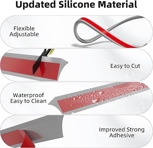 Miniatura 3 de Tira de sellado inferior de puerta de ducha de 78 pulgadas, barrera de agua para puerta de ducha, protector contra salpicaduras de cocina de goma de