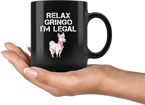 Miniatura 4 de Llama Mama Relax Gringo Im Legal Alpaca Perú Bufanda Rosa  Taza negra de 11 oz Fa La Llama Queen Alpaca Idea de regalo