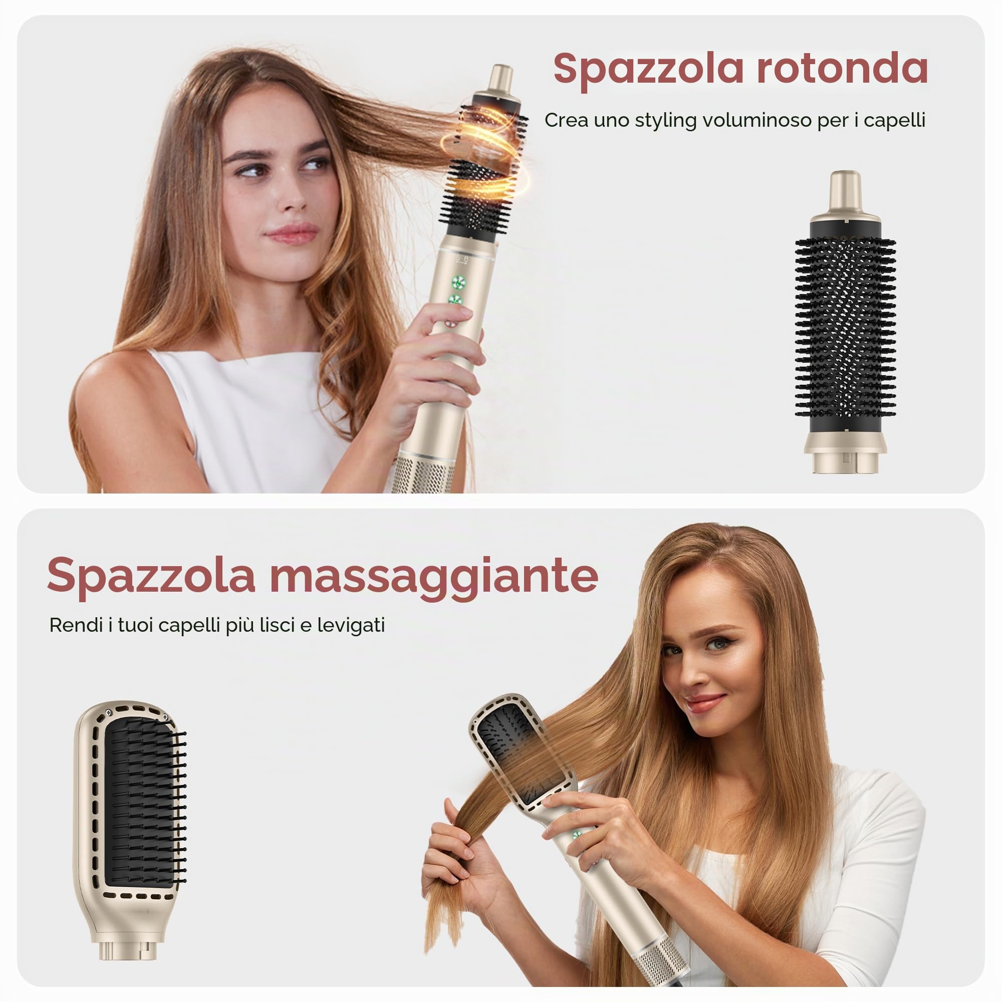 MogaWave Air Styler 7 in 1 Hair Styler, Asciugacapelli 110000 RPM 20m/s, Asciugacapelli Styler con Hairstyler, Arricciacapelli ad aria, Spazzola Lisciante, Styler Capelli, Leggero e Silenzioso