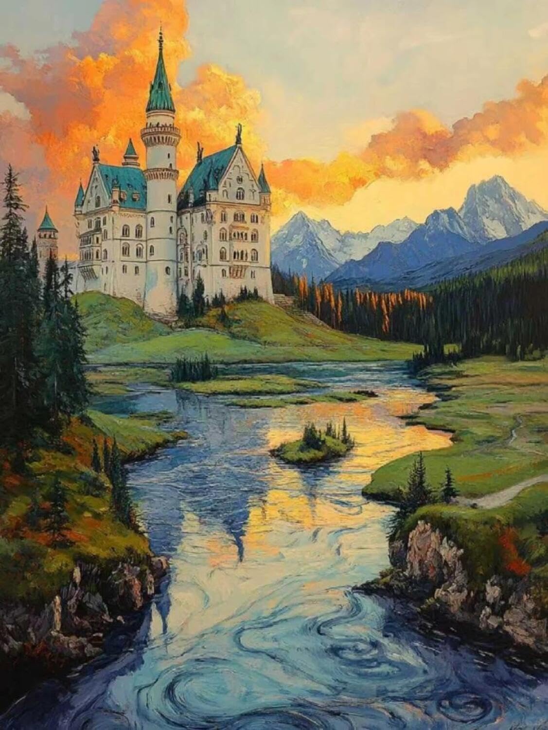 Rqwybcaxn Embroidery Beads Kit Retro Castle 40x50cm
