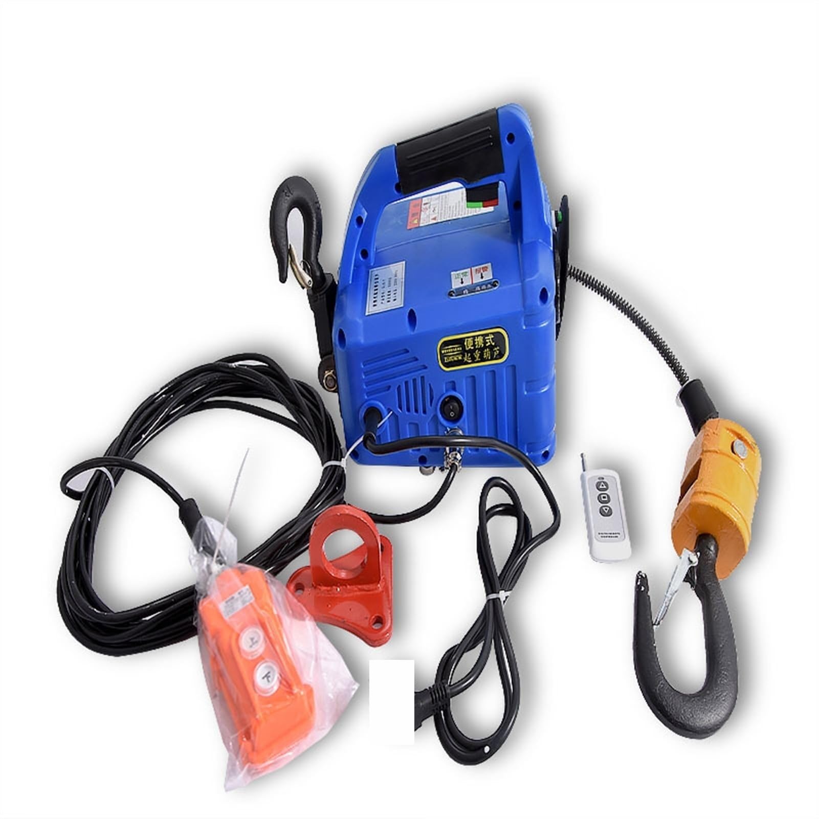 Engine Hoist, 1500W 3 in 1 Electric Hoist Remote Control Traction Mini Hanging Tensioning Machine 100KG/200KG/300KG/500KG(200 Kg)