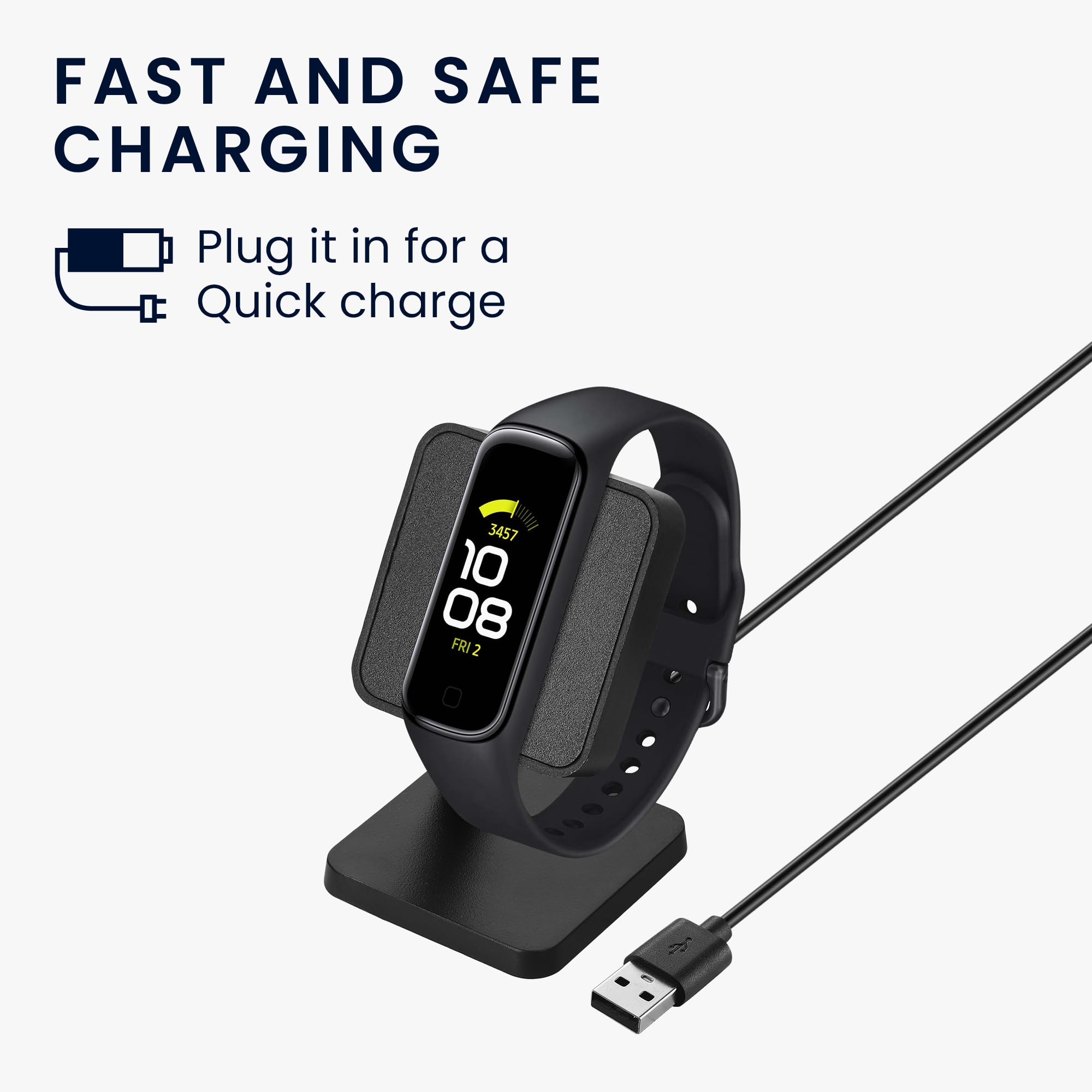 kwmobile Docking Station Compatible with Samsung Galaxy Fit 3 / Huawei Watch Fit 3 - Charging Charger Cable with Stand - Black