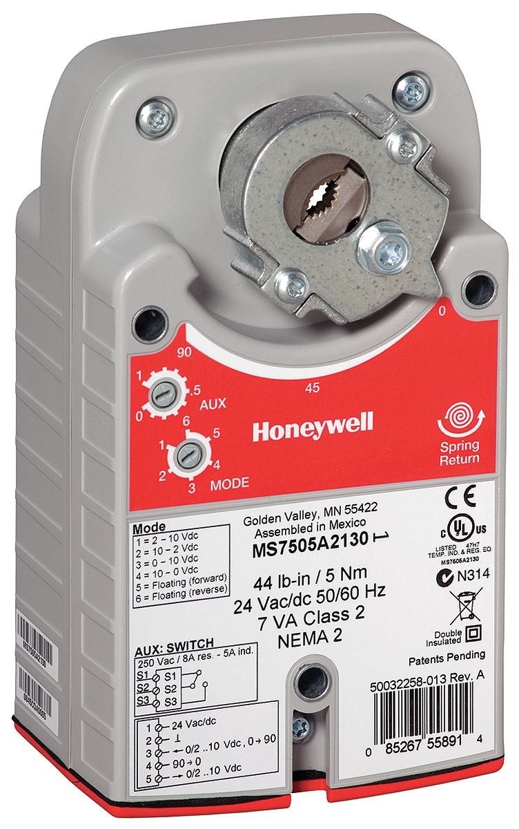 Honeywell Damper Actuator, 2 Position, Spring Return, 24V, Red