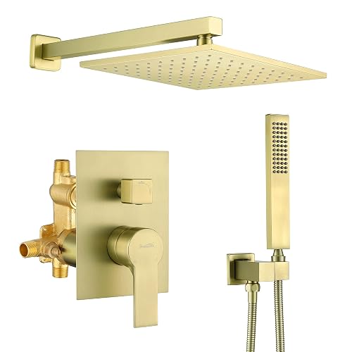 SHAMANDA Brass Rainfall Shower System, Luxuly Bathroom Shower Faucet Combo