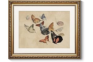 ARPEOTCY Vintage Gold Framed Wall Art, Butterflies Wall Decor, Classical Flying Butterflies...