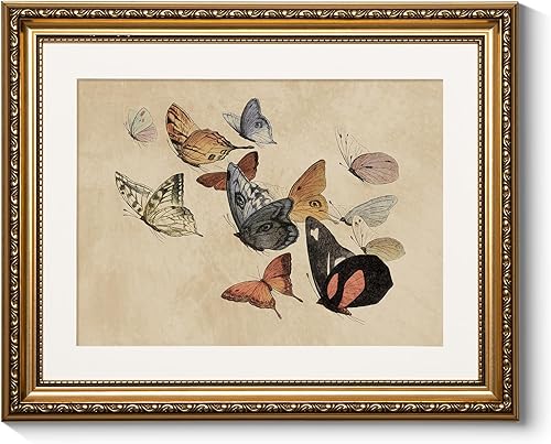 Miniatura 54 de ARPEOTCY Arte de Pared Vintage con Marco Dorado, Paisaje Retro de Jardines y Cielo, 20x25 cm Pequeños Cuadros en Lienzo con Marco Antiguo, Pinturas