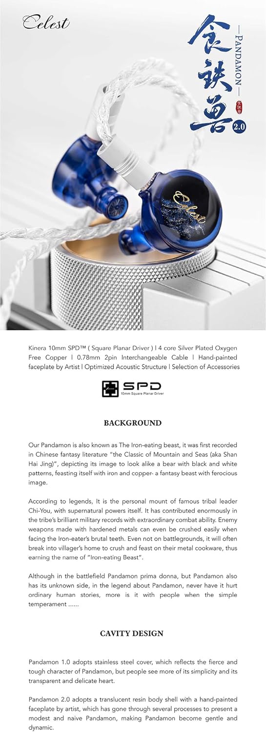 Kinera Celest Pandamon 2.0 10mm Planar in-Ear Headphone (Blue)