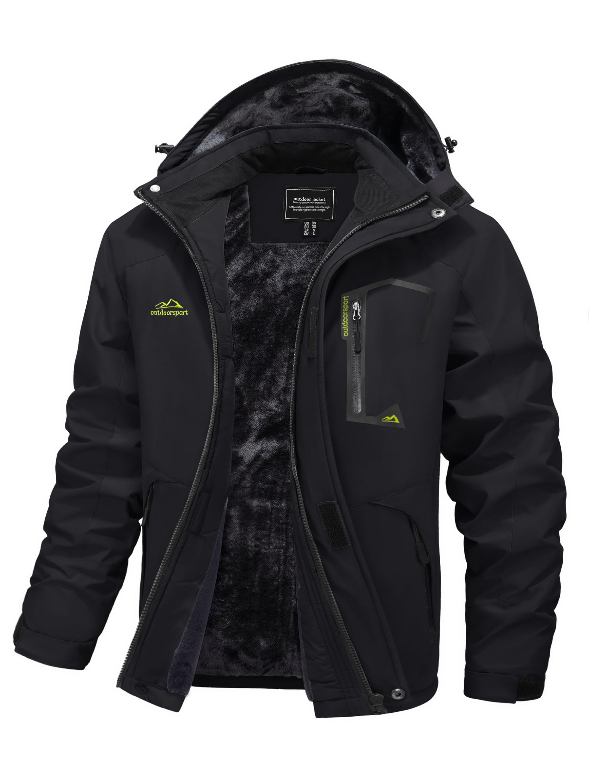 FASKUNOIE Mens Winter Ski Jackets Fleece Water Resistant Snowboard Coats Thermal Insulated Jacket Parka Raincoat with Hood