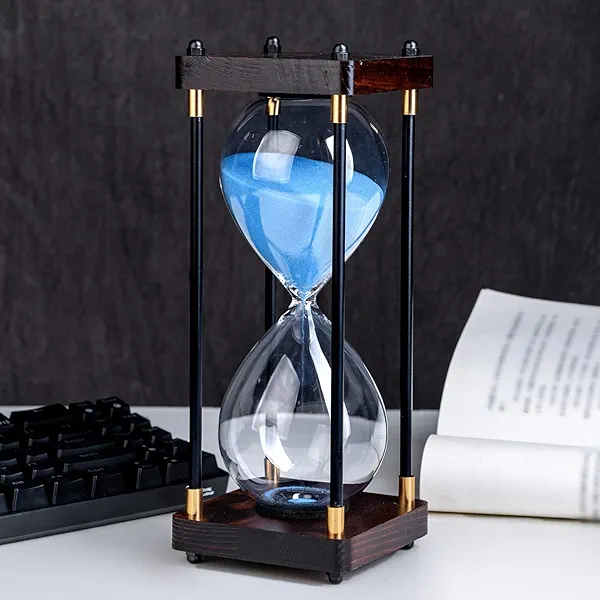 Large Sand Timer, Hourglass Timer 30 Minutes, Vintage Wooden Hour Glass Timer, Modern Home Kitchen Office Decoration (Blue)