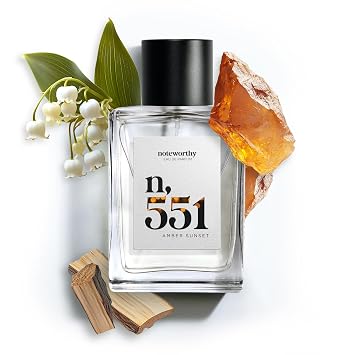 n,551 Amber Sunset Eau De Parfum Lily of the Valley, Amber, Sandalwood | Sophisticated, Warm Fragrance for Any Occasion | Long-lasting Unisex Perfume for Women & Men 100ml