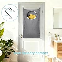 Vista 6 de KEEPJOY Paquete de 2 bolsas de lavandería colgantes que ahorran espacio, cestas de lavandería para puerta con 2 tipos diferentes de ganchos, bolsa