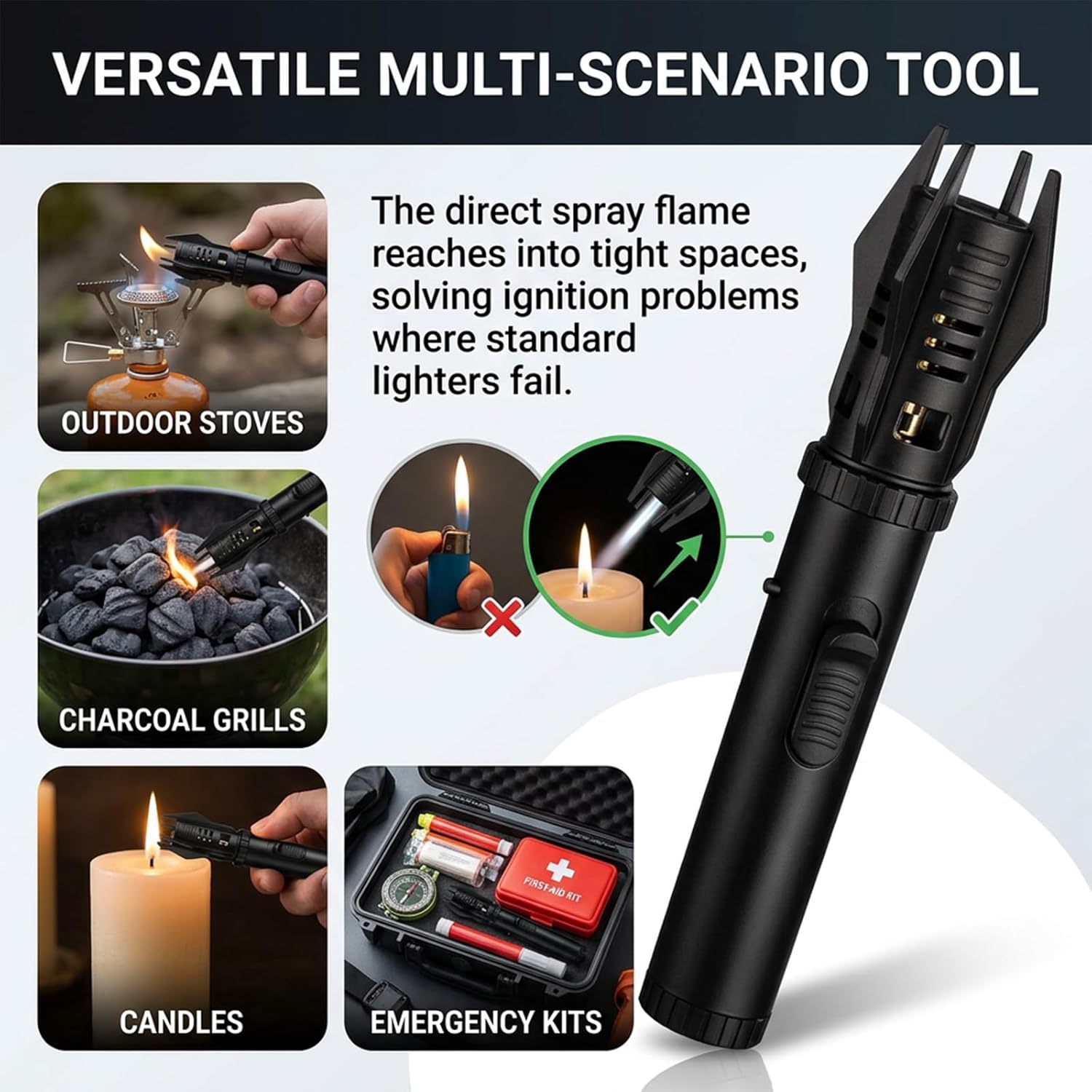 Lux Blaze Lighter, Lux Blaze Torch, Luxblaze Lighter Windproof Rechargeable Torch with Lock & Adjustable Flame, High-Heat Outdoor Arc Torch for Camping BBQ Candles Baking Outdoor Cooking (Black+Blue)