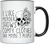 YouNique Designs I Like Murder Shows Comfy Clothes and 3 People True Crime Mug - 11 Oz, True Crime Gifts For Women, Crime Junkie Merch Cup, Serial Killer Gifts For True Crime Lovers (Black Handle)