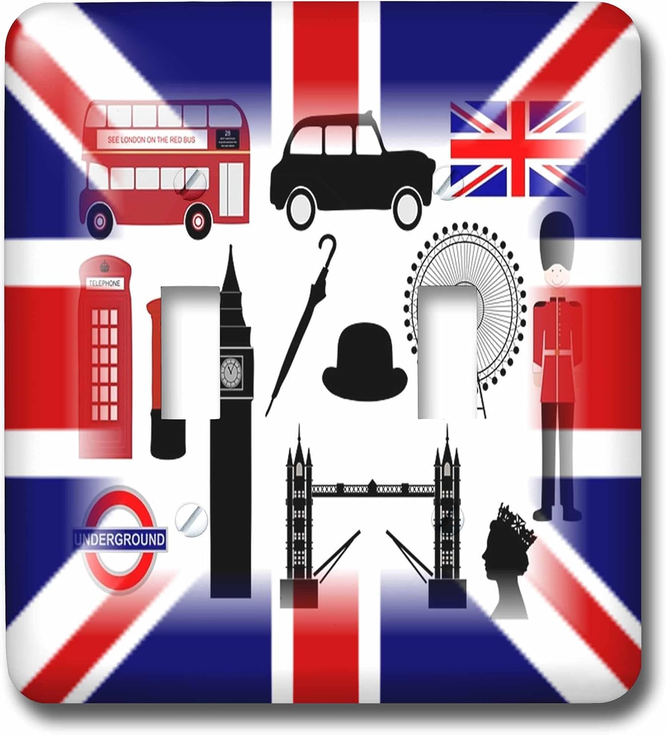 3dRose lsp_195030_2 Print of Uk Flag with British Symbols Double Toggle Switch