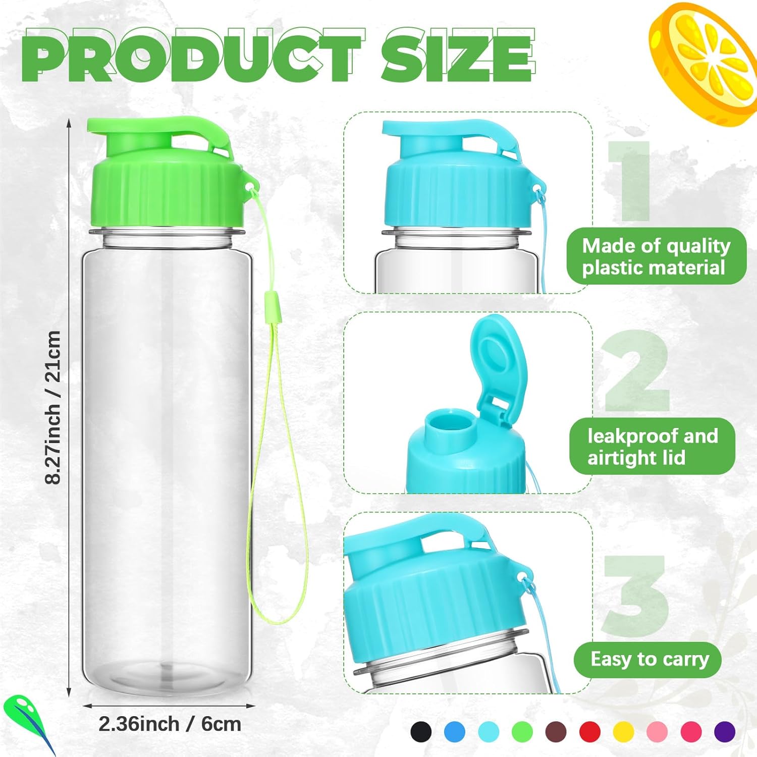 Mifoci 72 Pack Water Bottle Bulk Plastic Sports Water Bottles 17 oz with Handle Strap Leakproof Drink Flip Top for Office Gym Outdoor Sports(Clear,Multicolor) - Image 2