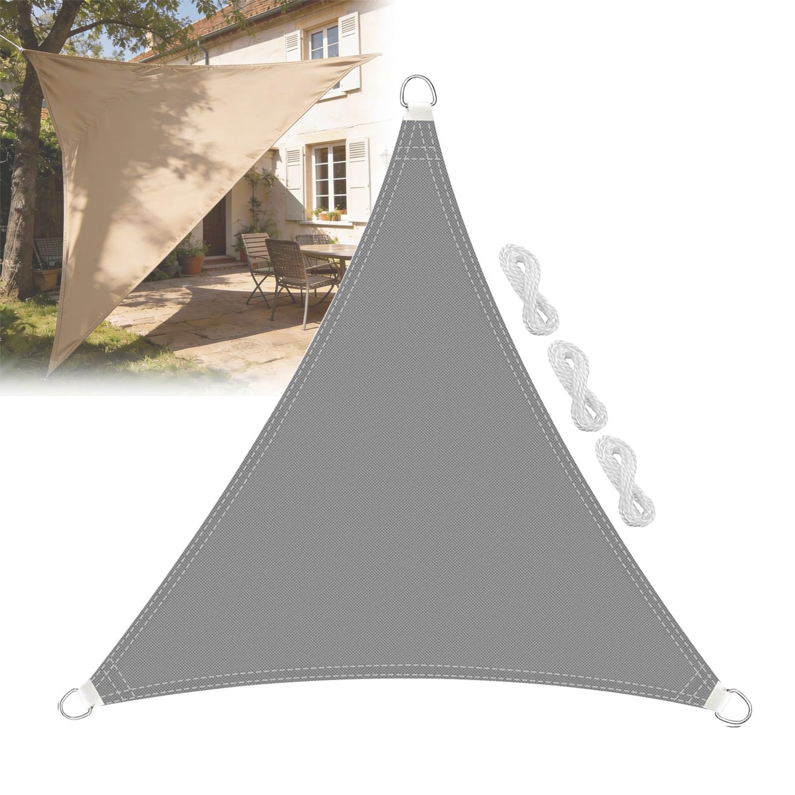 Voile d'ombrage imperméable triangle gris ESOYAWE pour terrasse et jardin
