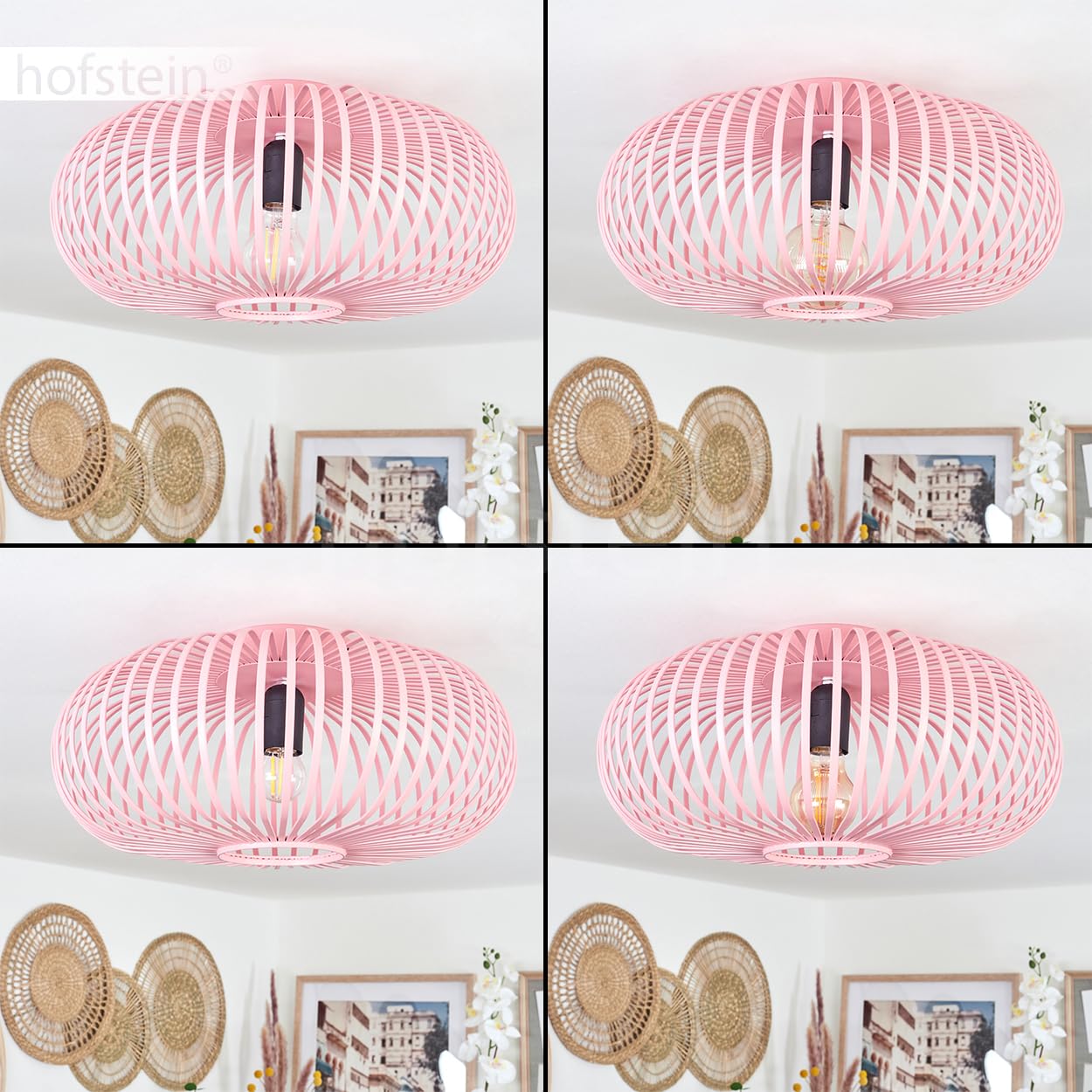 Olucia Industriële plafondlamp Lieve - Rond - Roze kleur - 40 cm