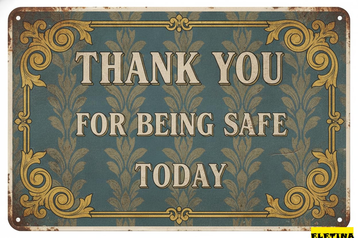 Personalized Sign for Man Cave Thank You Being Safe Today Hazard Safety Slogans Notice 8x12 Tin Metal S Private Property Decorative