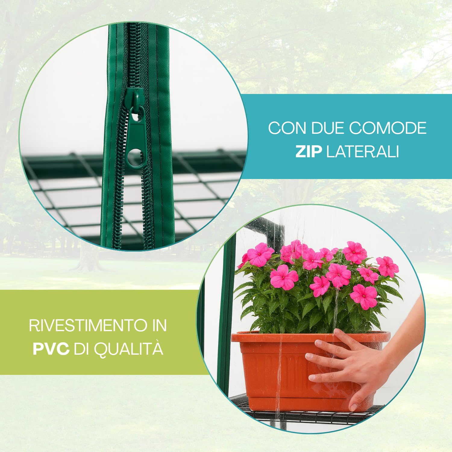 Paluplus Serra da Balcone e Giardino, Misura 69x49x125 cm, Struttura in Acciaio e Telo in PVC, adatta per colture Invernali e Protezione per Piante e Fiori -4827F (3 Ripiani)