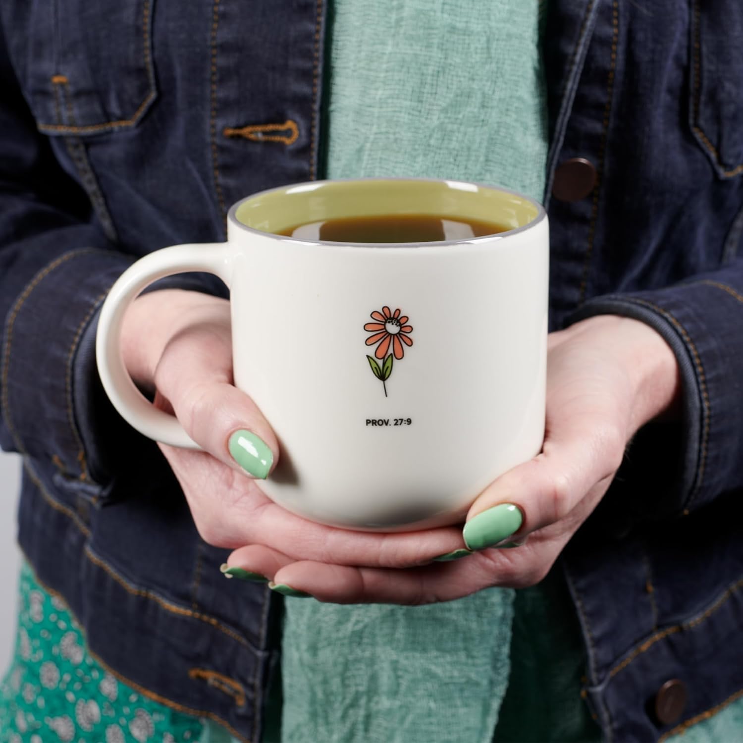 Christian Art Gifts Sage Green Floral Ceramic Coffee Mug – 15 oz. Microwave and Dishwasher-safe Inspirational Scripture Coffee and Tea Mug for Friends with Bible Verse: Sweet Friendship –Proverbs 27:9 - Image 6