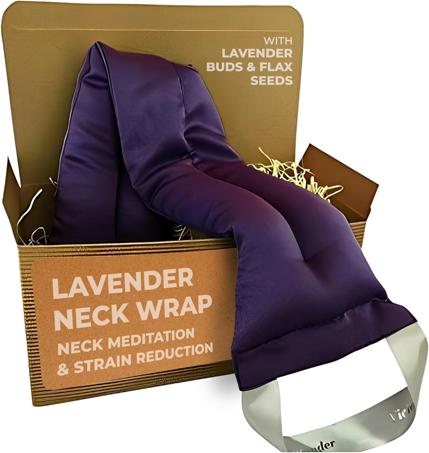 Victoria’s Lavender Microwavable Neck Heating Pad – Extra Long, Luxurious Heated Neck Wrap for Men & Women, Made with Silk, Fragrant Lavender Buds & Flax Seed for Aromatherapy, Crafted in The USA
