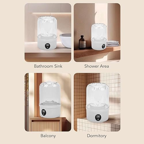 Miniatura 4 de Pssopp Lavadora portátil, mini lavadora de ropa interior recargable de 3000 mAh, operación silenciosa para viajes, dormitorio, apartamento, uso