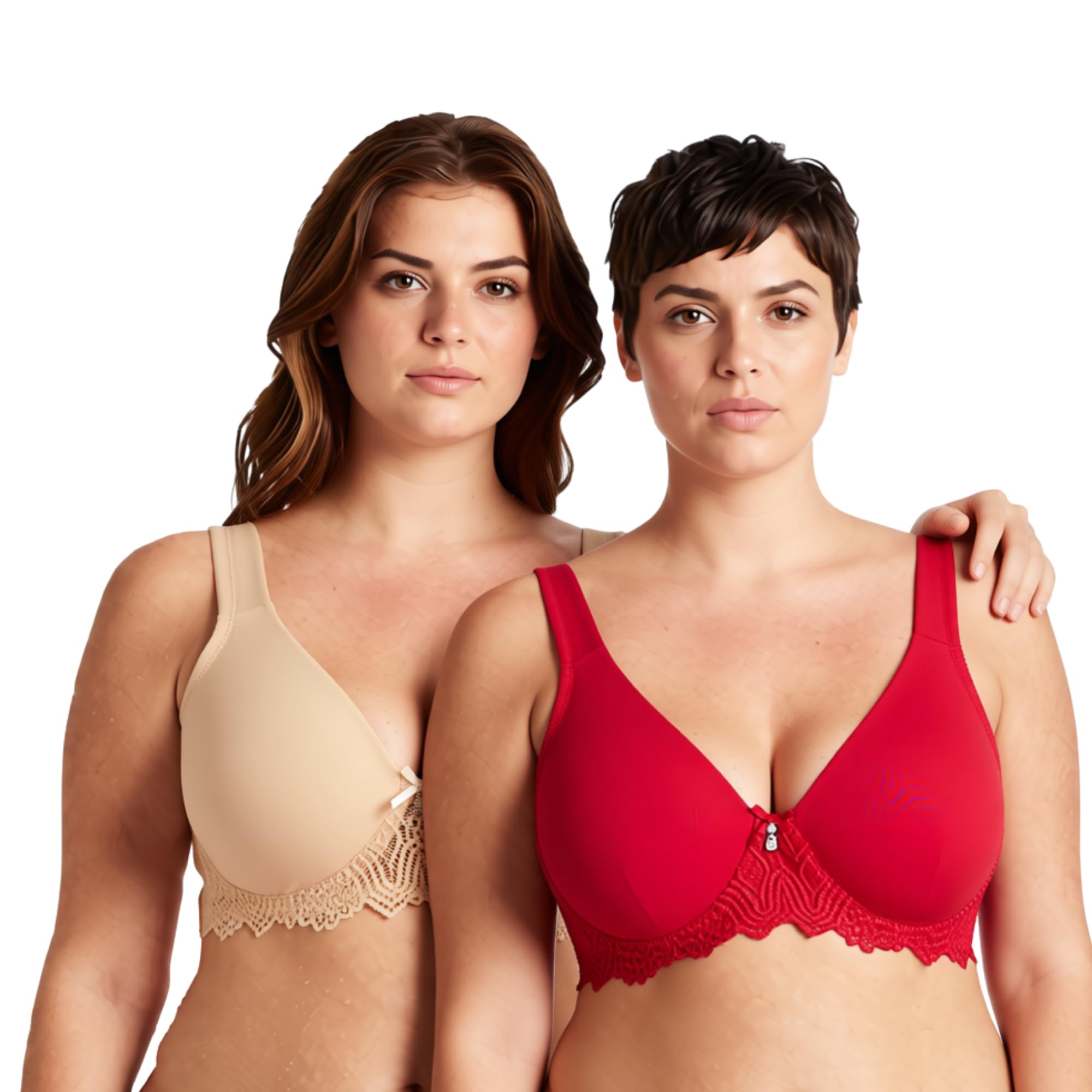 Curve Muse Damen Ungefüttert Bügel Spitze BH mit Gepolstert Schulter Gurte