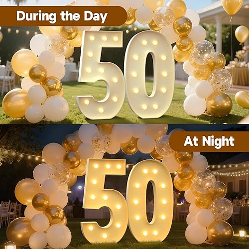 Miniatura 131 de Números iluminados grandes de 4 pies, números de marquesina 2 para decoraciones de cumpleaños de 21 para niños y niñas, números gigantes iluminados