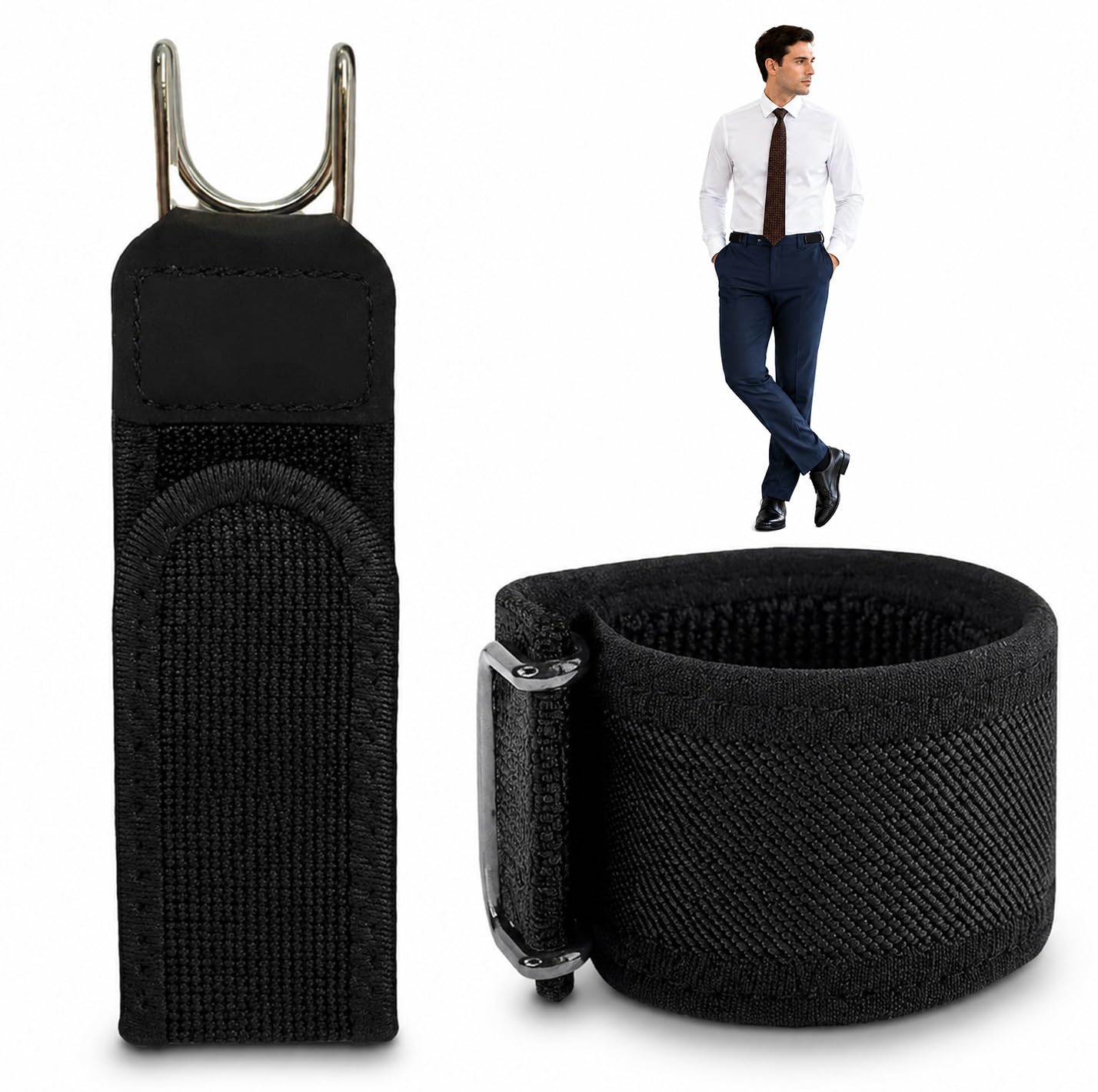 2 Pcs Buckle Less Belt for Men & Women | Adjustable Elastic Waist Strap with Hook Closure | Invisible No Buckle Belt for Jeans, Trousers, Formal Pants, Travel & Everyday Wear-image-35