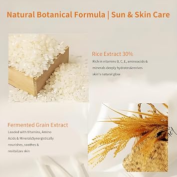 Organic Sunscreen SPF 50+ PA++++, Korean Sun Skin Care Sunscreen, Daily Facial Sunblock 50ML for Travel, Beach Essentials Sunscreen No White Cast