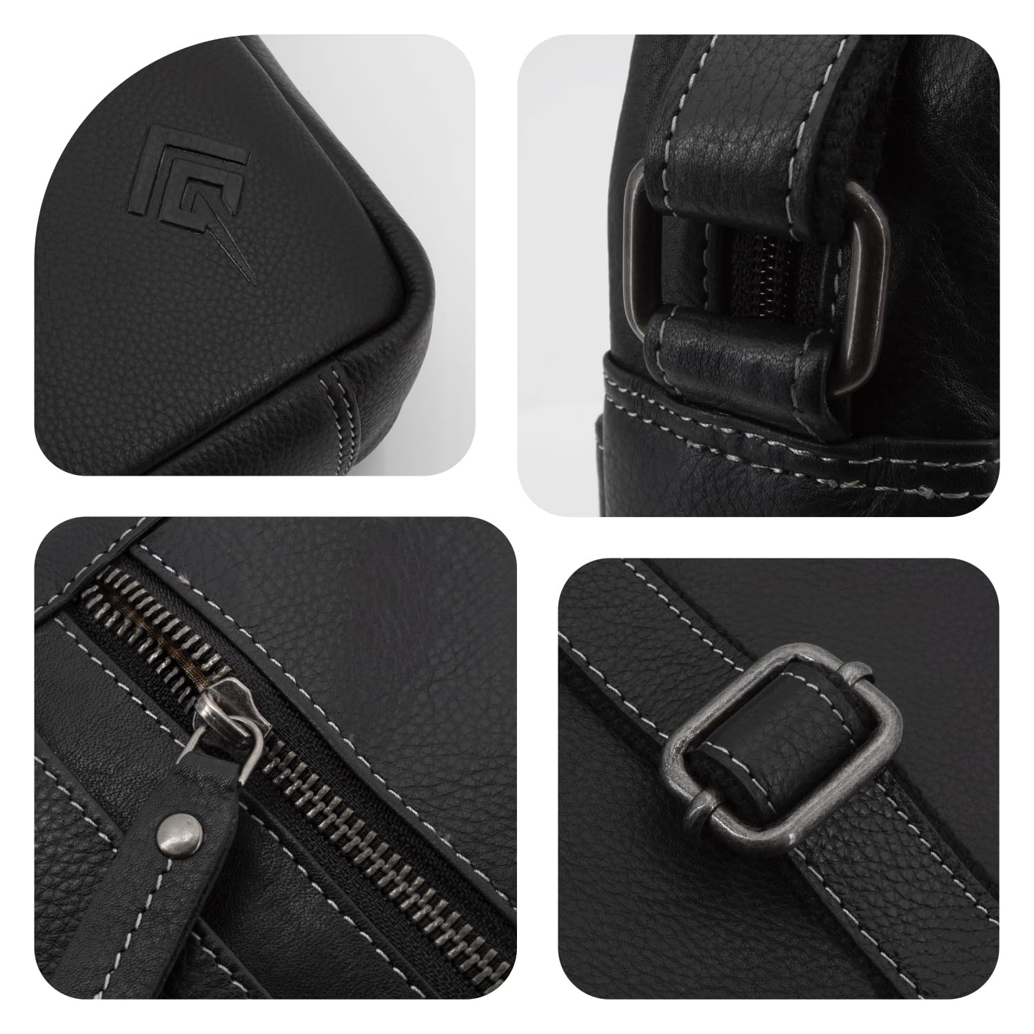 ekavale Echtleder-Umhängetasche für Herren - Vintage Schultertasche für Männer, ideal für Arbeit, Reisen oder als Geschenk - Messenger Bag für Business und Freizeit in kompakter Größe