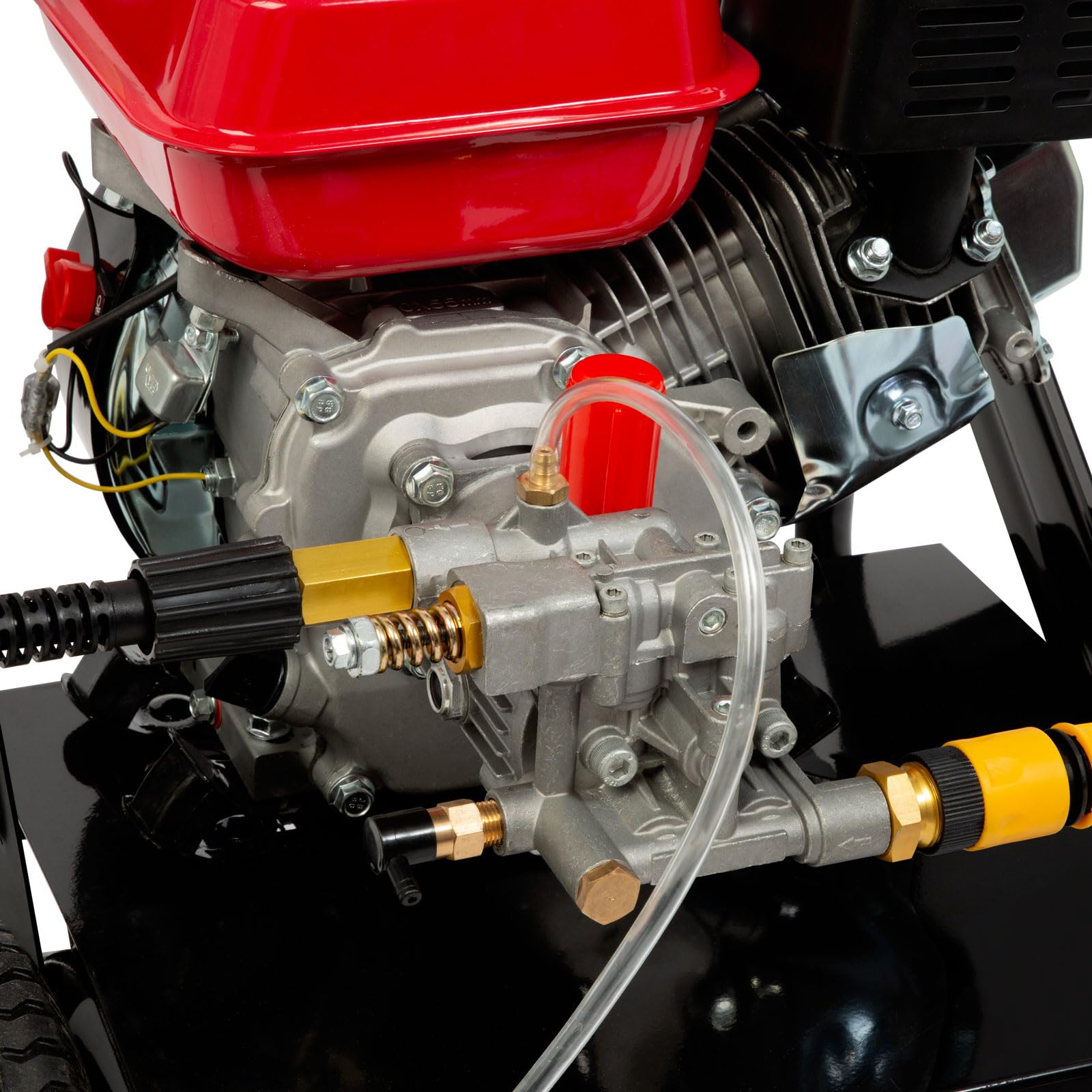 EBERTH 6,5 CV Hidrolimpiadora de Alta presión a Gasolina (210 Bar, 5 Boquillas, 8m Manguera, Pistola de Alta presión, Motor de 4 Tiempos y 196 CC, Arranque rectractil, Seguridad por Falta de Aceite)