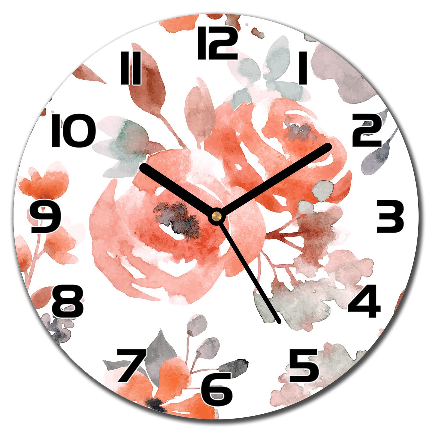 Horloge cuisine fleurs vintage orange pour sublimer votre décoration de salon