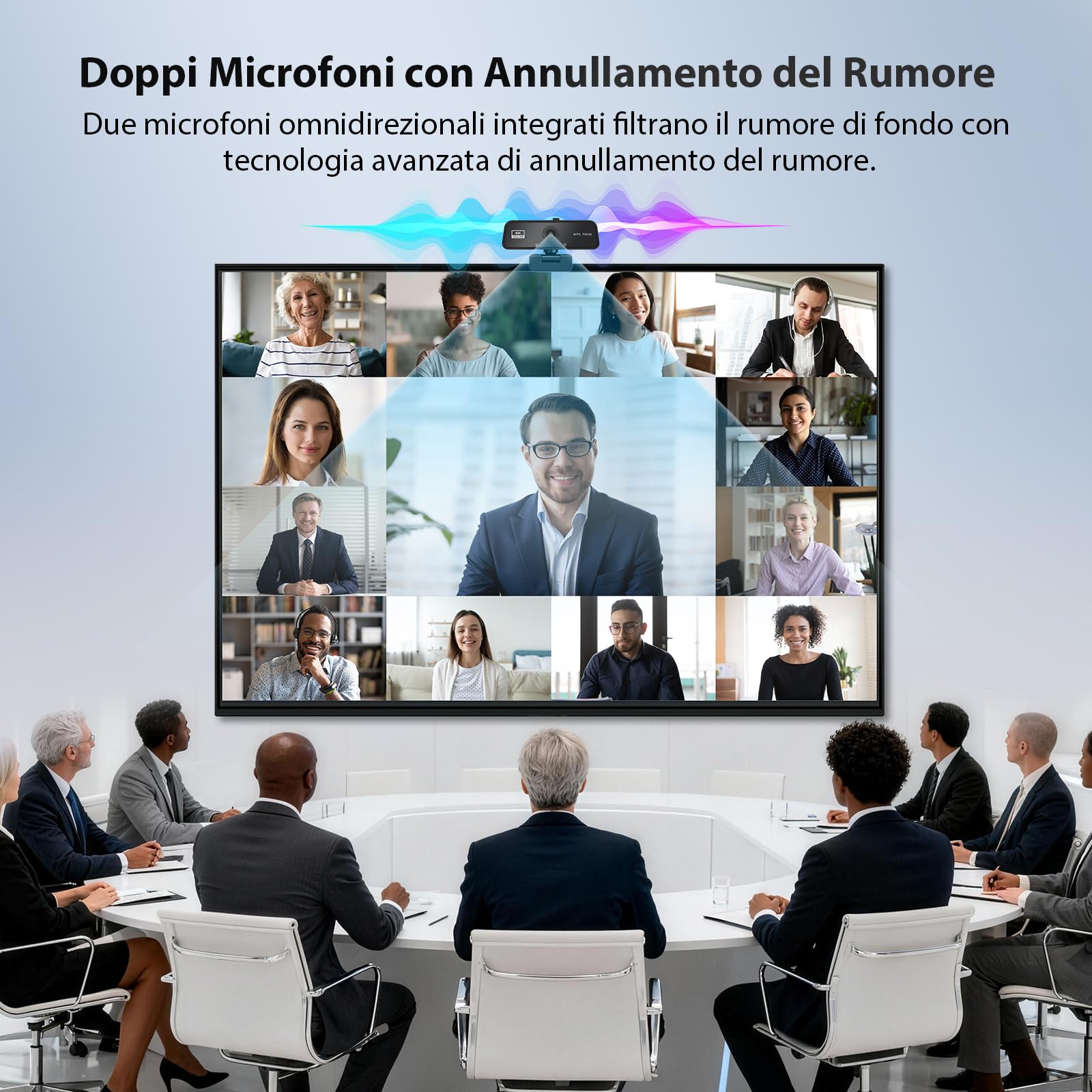 veorkide Webcam PC con Microfono UHD 4K - Web Camera PC USB Autofocus 30 FPS Videocamera Plug-and-Play per Streaming Professionale Laptop Desktop Skype Zoom Teams MacOS Windows Linux