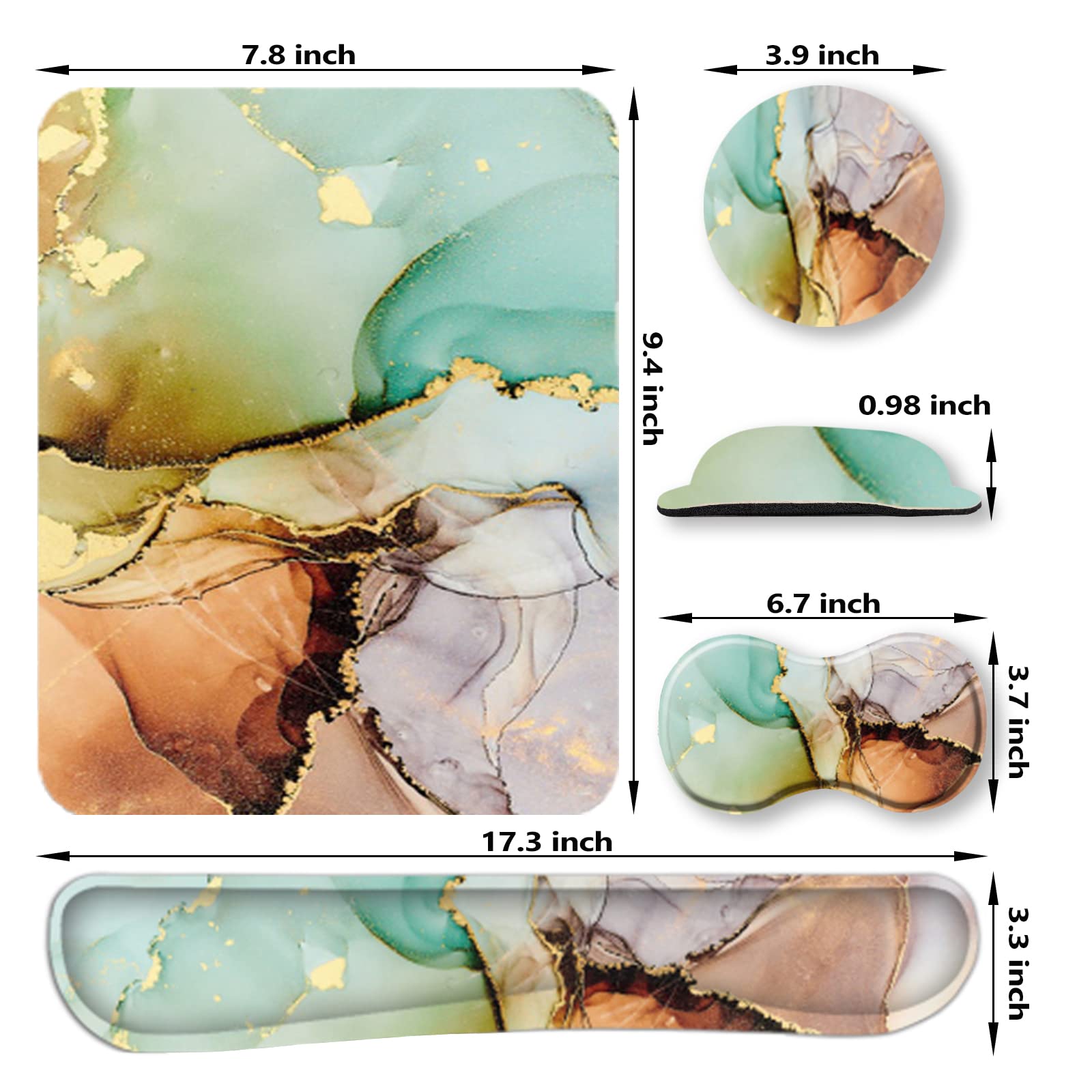 ArtSo Ergonomiczna podkładka pod nadgarstek + podkładka pod mysz + wsparcie pod nadgarstek klawiatury + podstawka, podkładka pod mysz z pianki z pamięcią kształtu antypoślizgowa gumowa podstawa trwała wygodna 4 szt. do łatwego pisania ulgi w bólu, sztuka