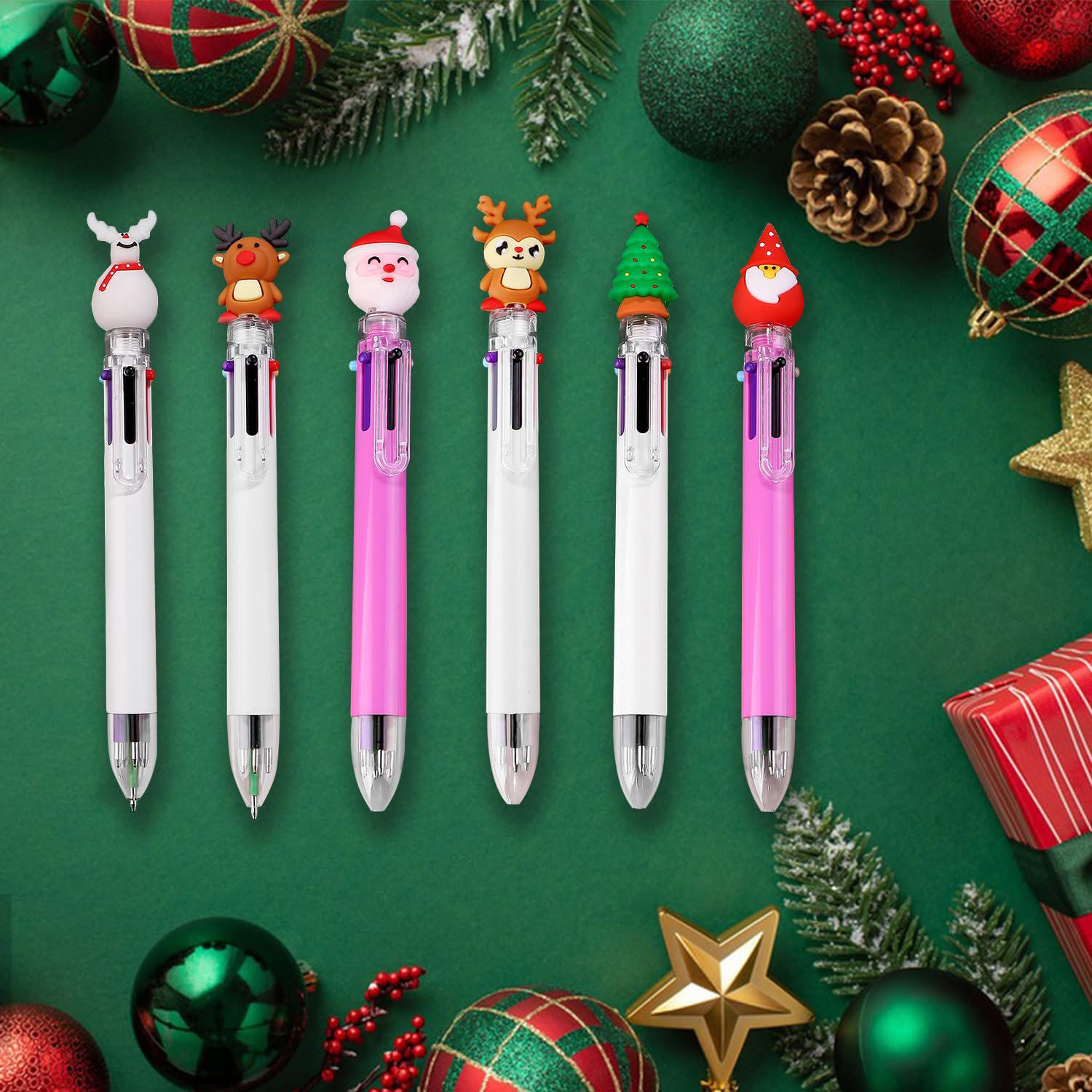 HAICN Christmas Ballpoint Pens 6-in-1 Retractable Ballpoint Multicolor Office School Supplies for Xmas Stocking Box Fillers (20) - Image 4