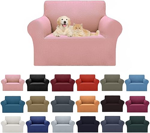 Miniatura 30 de Cupuamon Fundas protectoras para sofá de 4 plazas, elásticas de gran tamaño, con parte inferior elástica de tela jacquard, a cuadros pequeños para