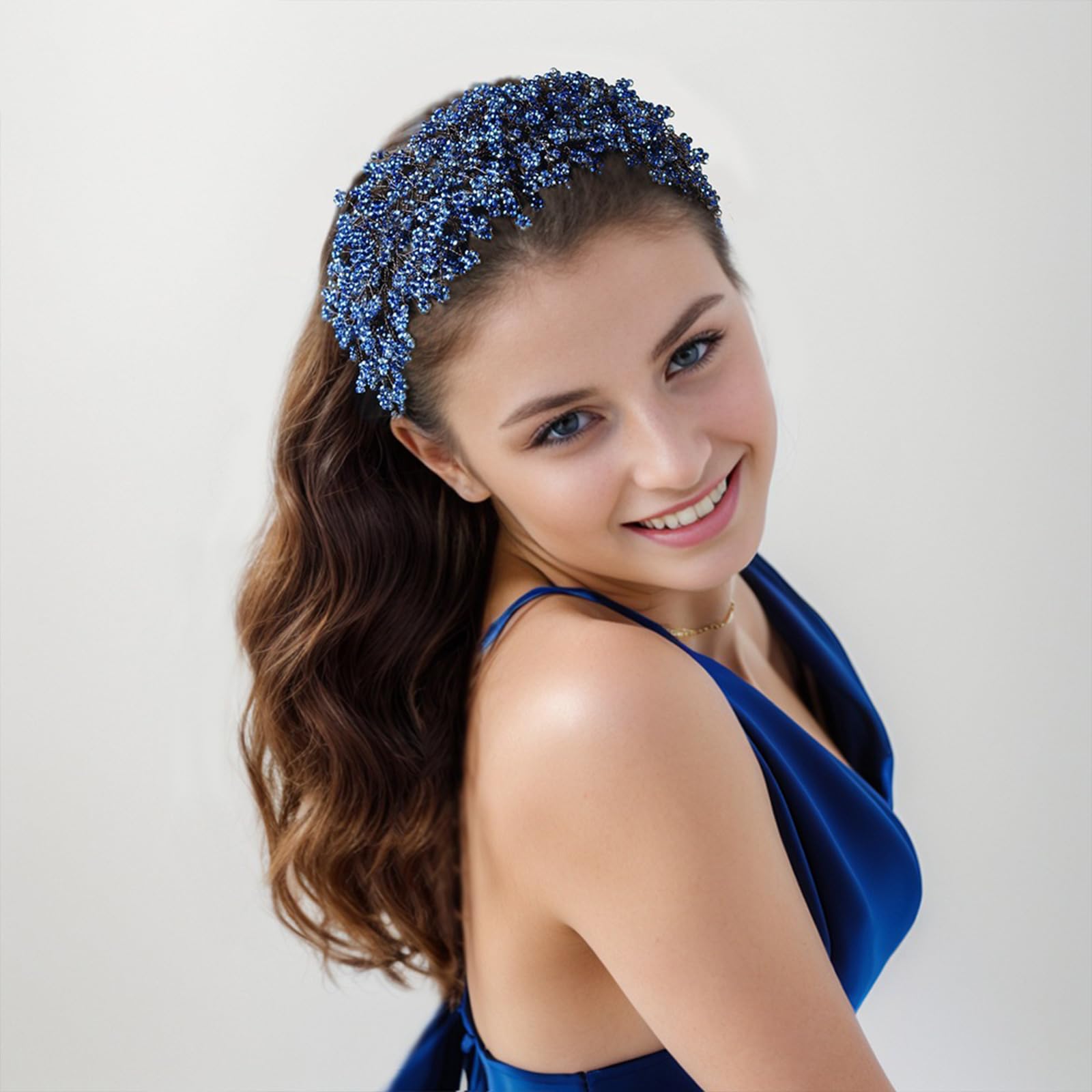 Cerchietto per capelli da donna e ragazza, lussuoso cerchietto con cristalli intrecciati, accessorio per capelli alla moda per abito da sera o sposa
